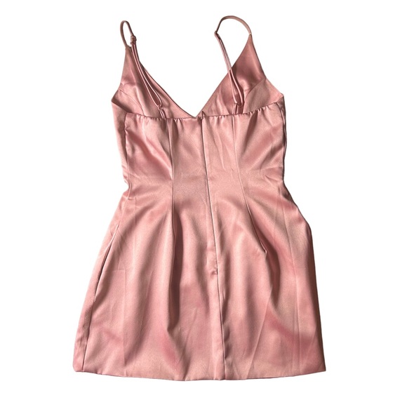 Attached Pink Satin Formal Dress with Pockets - Picture 2 of 6
